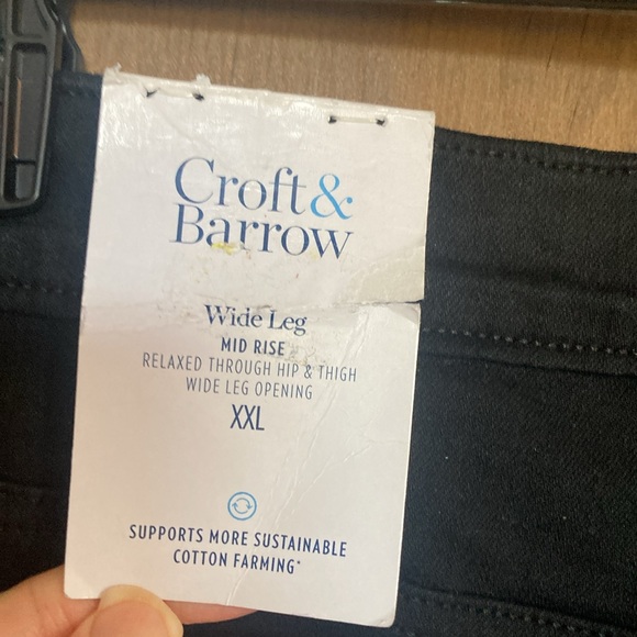 Croft & barrow mid rise wide leg black pant with stretch size XXL - Picture 4 of 17